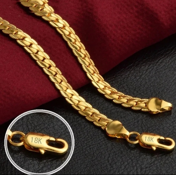 18K Gold Plated Women Men Necklace Chain - Picture 8 of 8